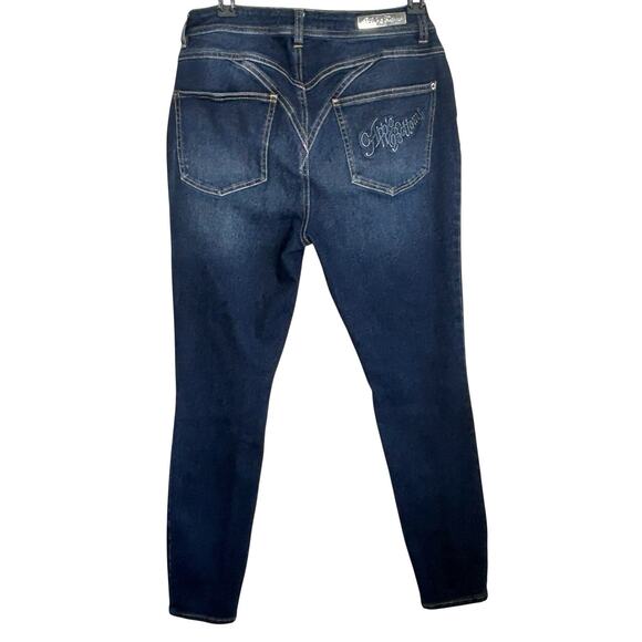 Apple Bottoms Y2k Skinny Jeans Mid Rise Embroidered Curvy Women 8 Stretch Retro - Picture 2 of 14